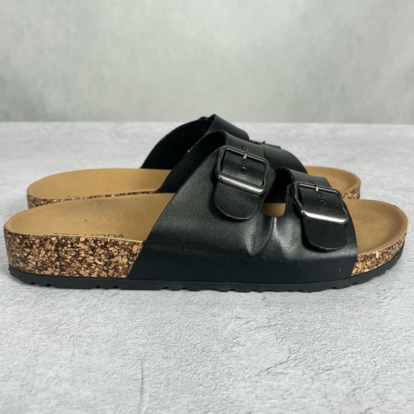 Top Moda black and tan sandals with straps that adjust - Picture 11 of 11